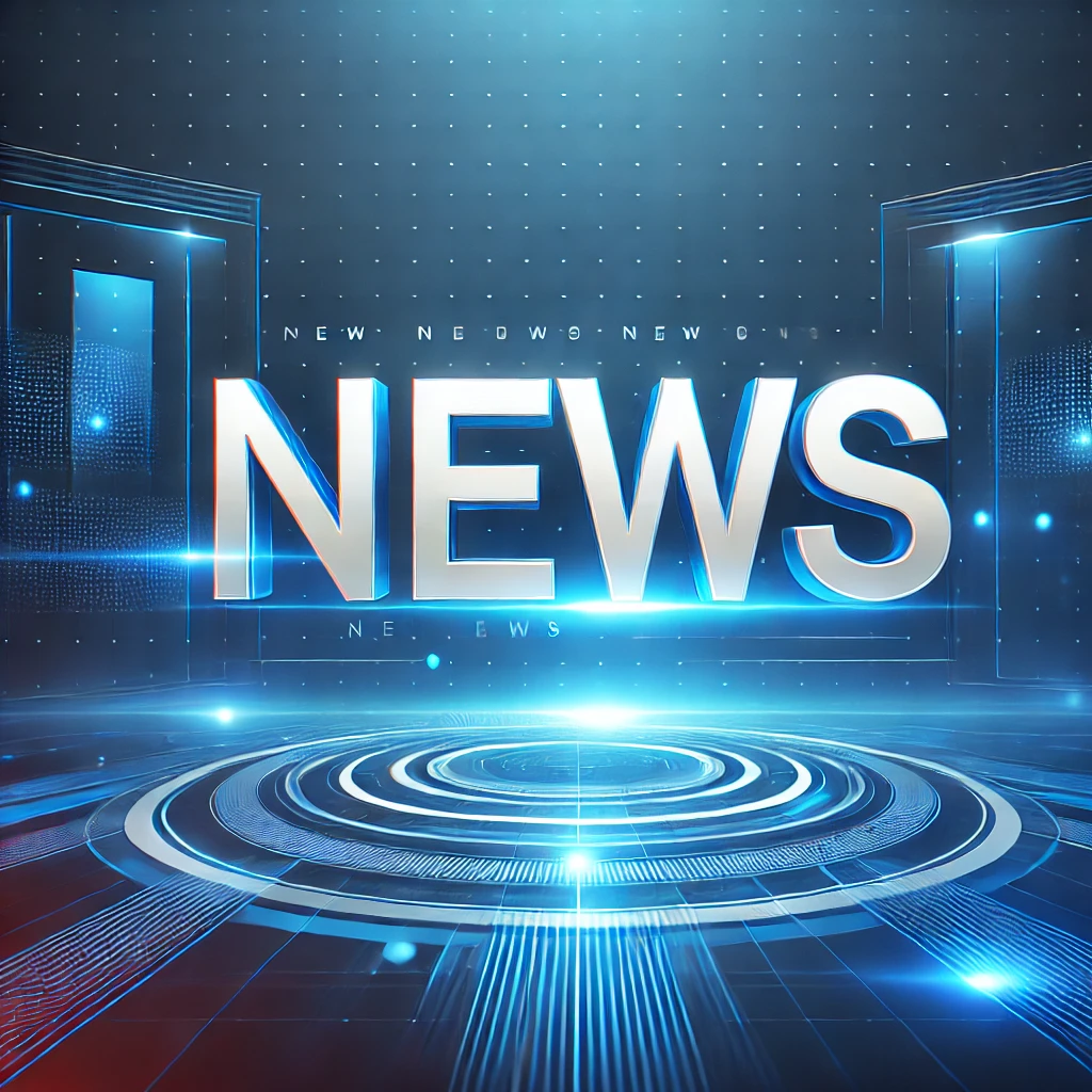 Dall·e 2025 02 13 15.05.39 A Digital Background With A Solid Blue Color Featuring The Word 'news' In Bold, Modern Typography At The Center. The Design Has A Professional And Dyn