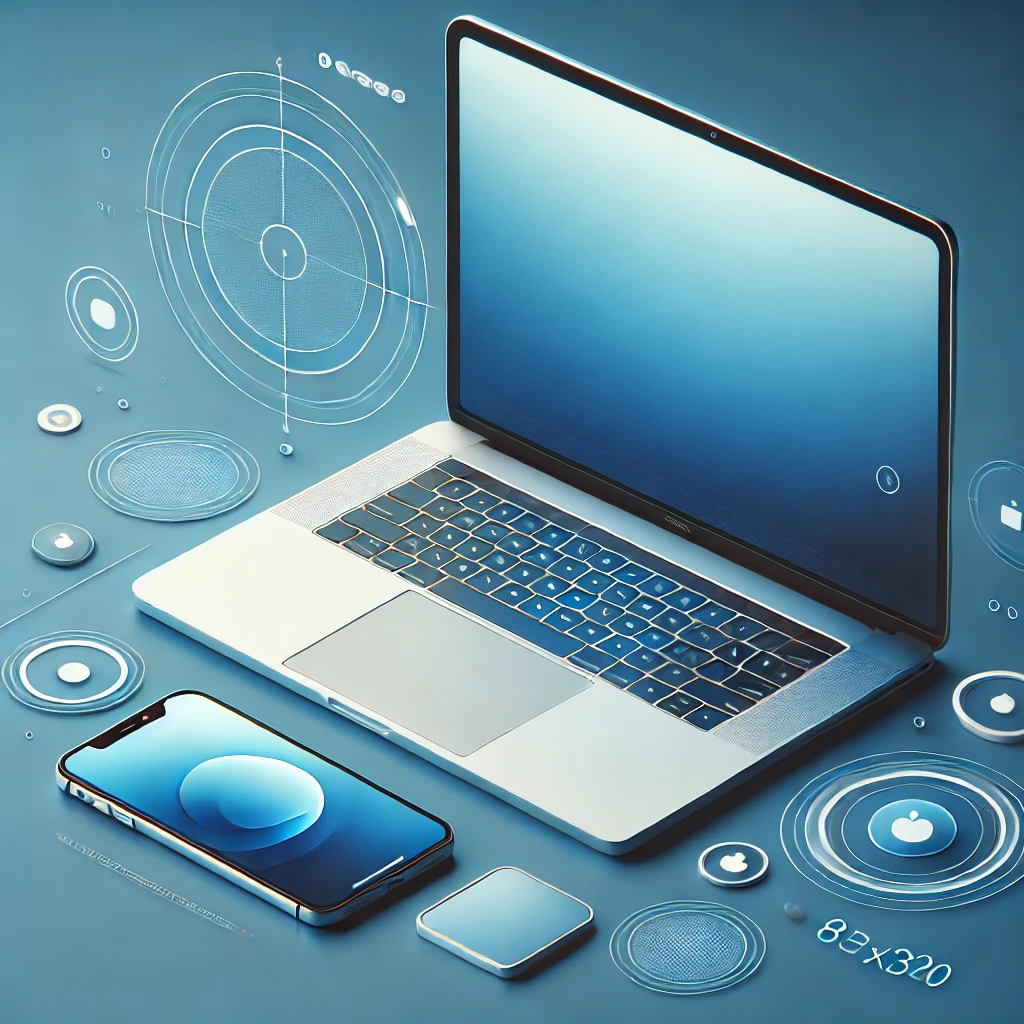 Dall·e 2025 02 13 08.31.38 An Image With Dimensions 853x320 Featuring A Macbook Screen In The Center And An Iphone Beside It. The Background Is Blue, Creating A Clean And Modern