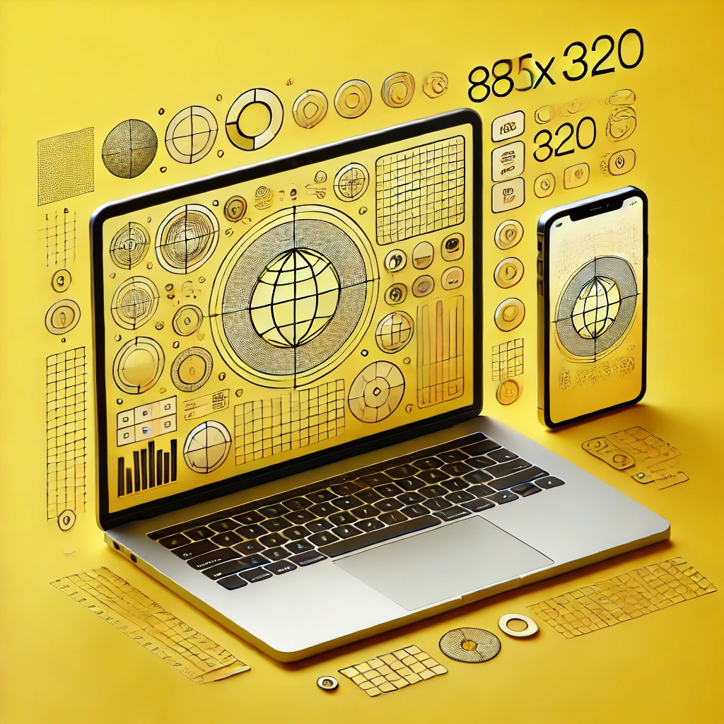 Dall·e 2025 02 13 08.31.57 An Image With Dimensions 853x320 Featuring A Macbook Screen In The Center And An Iphone Beside It. The Background Is Yellow, Creating A Clean And Mode