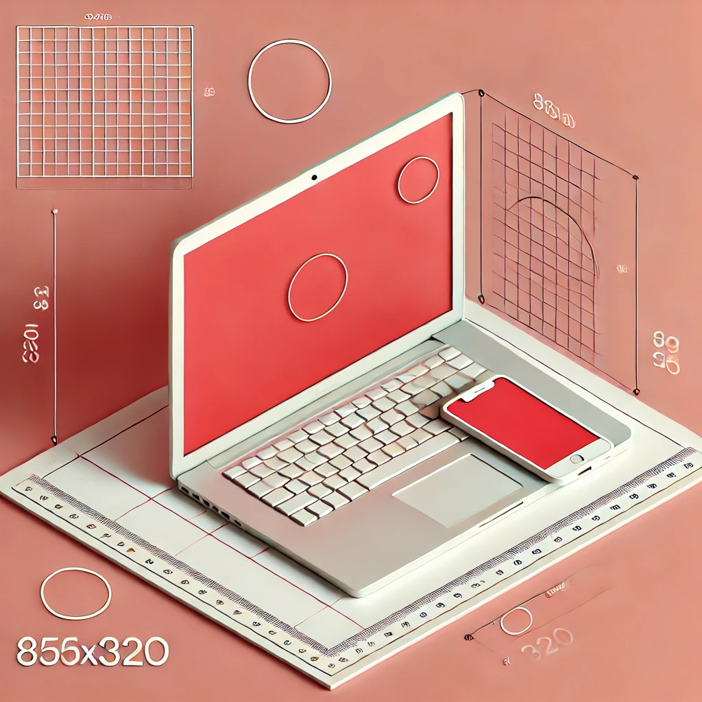 Dall·e 2025 02 13 08.32.42 An Image With Dimensions 853x320 Featuring A Macbook Screen In The Center And An Iphone Beside It. The Background Is Light Red, Creating A Clean And M